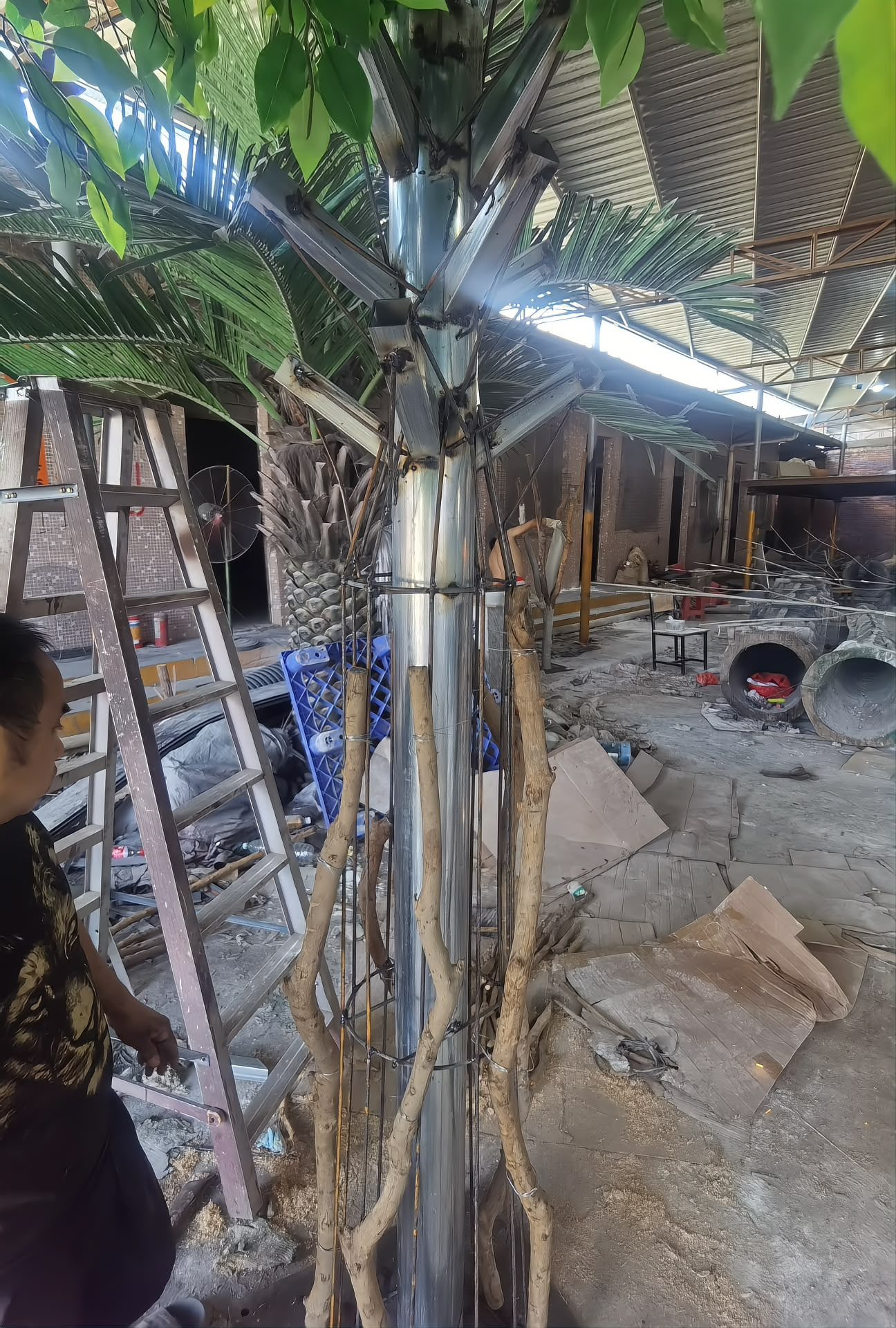 Branch positions set out on the shop floor before welding
