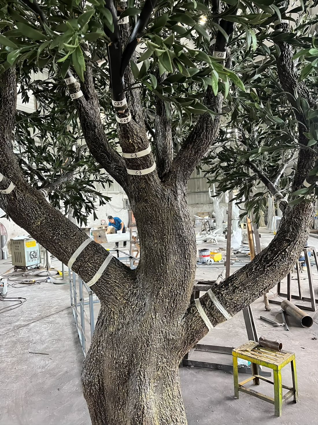 Every branch fork carries a numbered tag, so the drawing and the tree can be matched at any stage