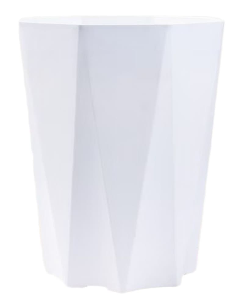 White geometric faceted fibreglass planter with an origami-style folded profile, gel-coat finish