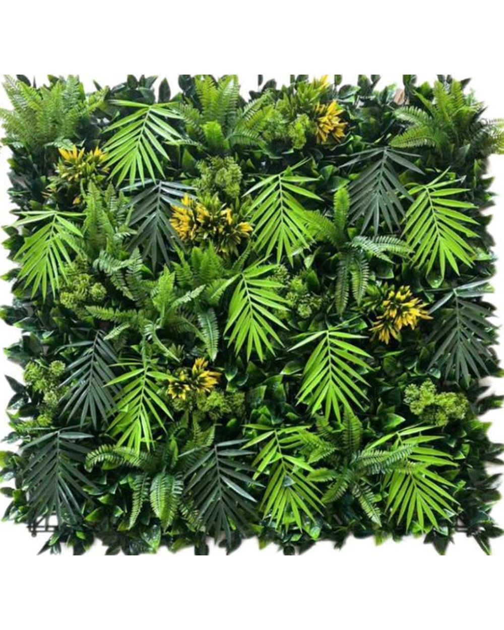 Modular artificial green wall panel in palm forest mix used in a commercial fit-out