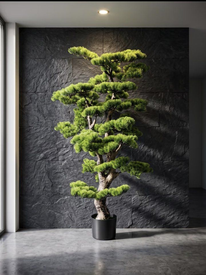 Sculpted artificial pine, indoor landscape project photo