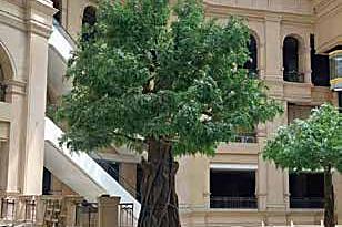 Large artificial tree installed in a hotel atrium